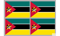 Drapeau Mozambique (4 fois 9.5x6.3cm) - Autocollant(sticker)