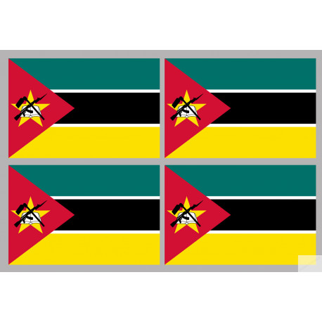 Drapeau Mozambique (4 fois 9.5x6.3cm) - Autocollant(sticker)