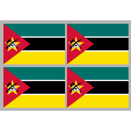 Drapeau Mozambique (4 fois 9.5x6.3cm) - Autocollant(sticker)