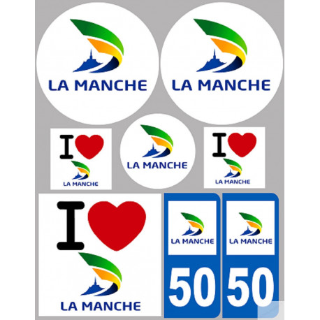 Département 50 la Manche (8 autocollants variés) - Autocollant(sticker)