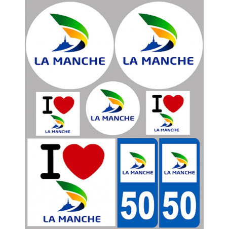 Département 50 la Manche (8 autocollants variés) - Autocollant(sticker)