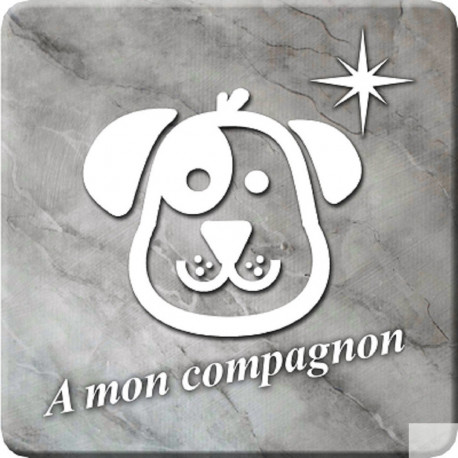 à mon compagnon chien marbre gris (20x20cm) - Autocollant(sticker)