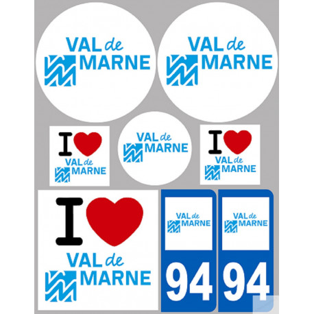 Département 94 le Val de Marne (8 autocollants variés) - Autocollant(sticker)