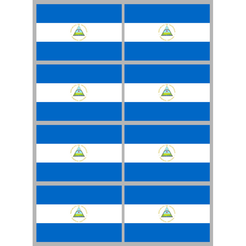 Drapeau Nicaragua (8 fois 9.5x6.3cm) - Sticker/autocollant