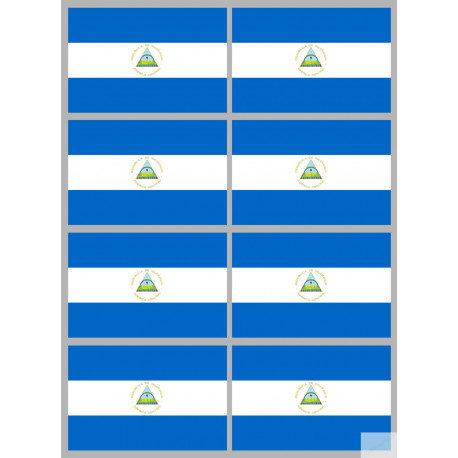 Drapeau Nicaragua (8 fois 9.5x6.3cm) - Autocollant(sticker)