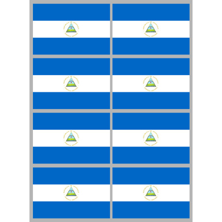 Drapeau Nicaragua (8 fois 9.5x6.3cm) - Sticker/autocollant