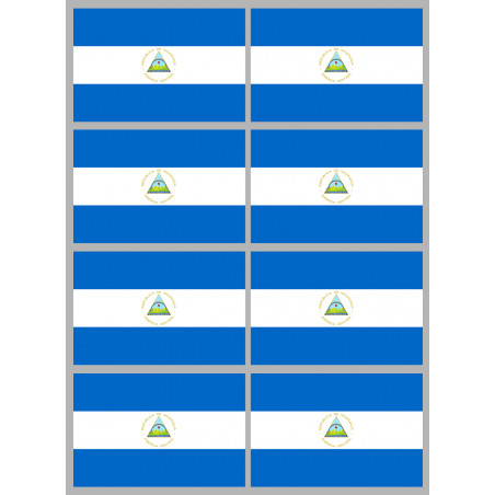 Drapeau Nicaragua (8 fois 9.5x6.3cm) - Autocollant(sticker)