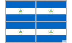 Drapeau Nicaragua (4 fois 9.5x6.3cm) - Autocollant(sticker)