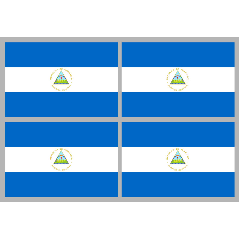 Drapeau Nicaragua (4 fois 9.5x6.3cm) - Sticker/autocollant