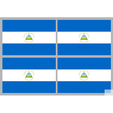 Drapeau Nicaragua (4 fois 9.5x6.3cm) - Autocollant(sticker)