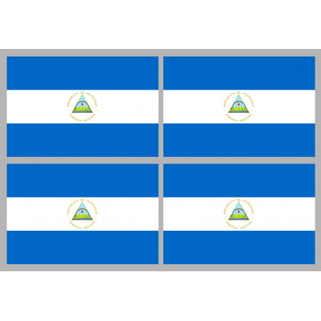 Drapeau Nicaragua (4 fois 9.5x6.3cm) - Autocollant(sticker)