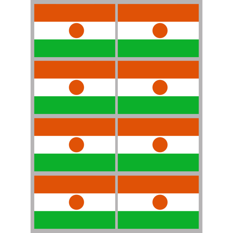 Drapeau Niger (8 fois 9.5x6.3cm) - Sticker/autocollant