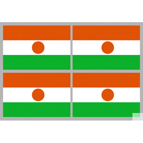 Drapeau Niger (4 fois 9.5x6.3cm) - Autocollant(sticker)