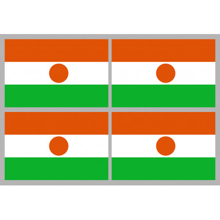 Drapeau Niger (4 fois 9.5x6.3cm) - Autocollant(sticker)