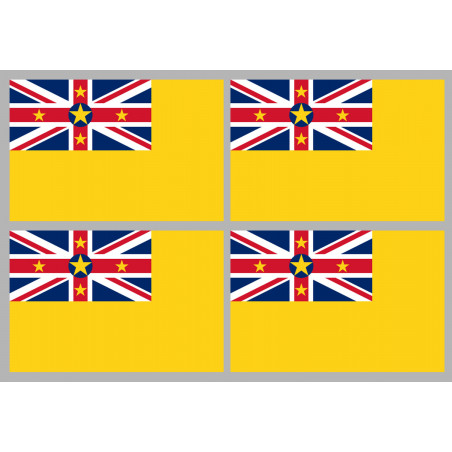 Drapeau Niue (4 fois 9.5x6.3cm) - Autocollant(sticker)