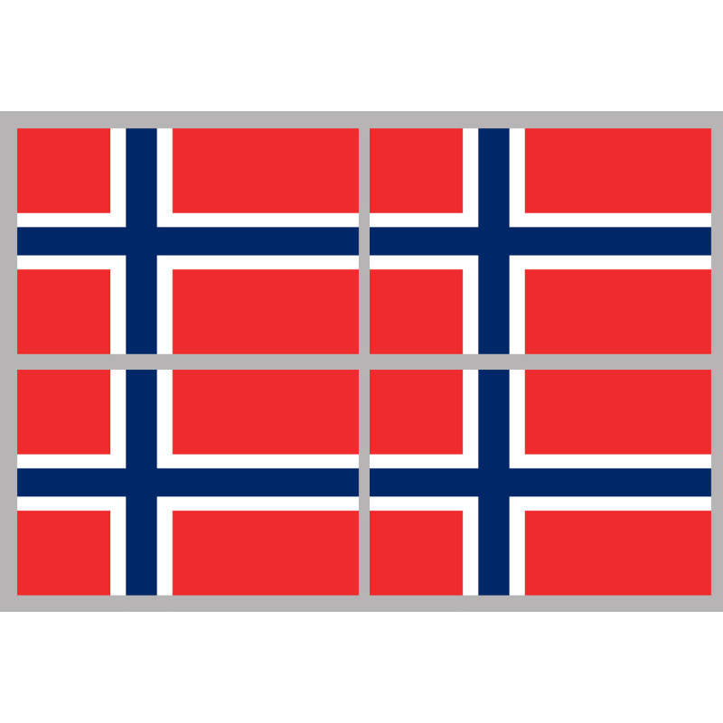 Drapeau Norvège (4 fois 9.5x6.3cm) - Sticker/autocollant