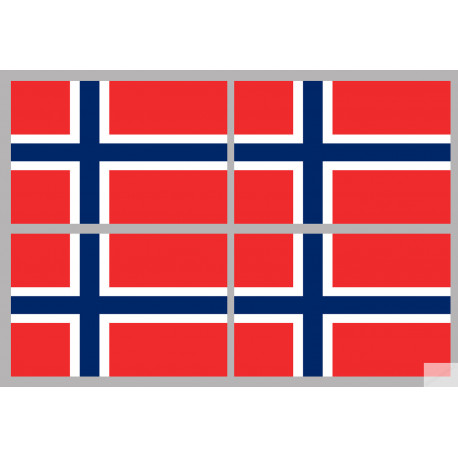 Drapeau Norvège (4 fois 9.5x6.3cm) - Autocollant(sticker)