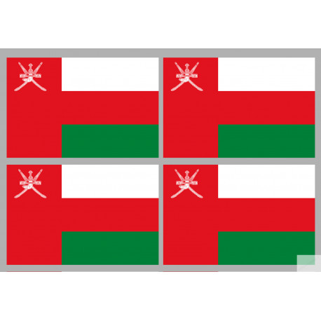 Drapeau Oman (4 fois 9.5x6.3cm) - Autocollant(sticker)