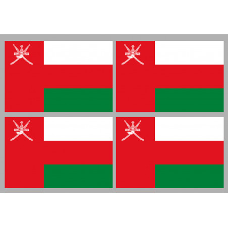 Drapeau Oman (4 fois 9.5x6.3cm) - Autocollant(sticker)