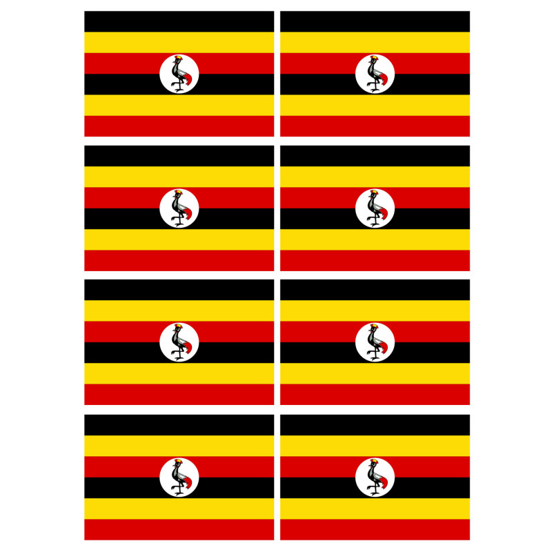 Drapeau Ouganda (8 fois 9.5x6.3cm) - Sticker/autocollant
