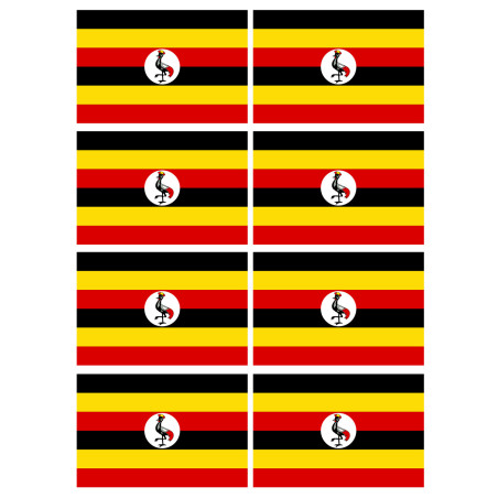 Drapeau Ouganda (8 fois 9.5x6.3cm) - Sticker/autocollant