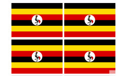 Drapeau Ouganda (4 fois 9.5x6.3cm) - Autocollant(sticker)