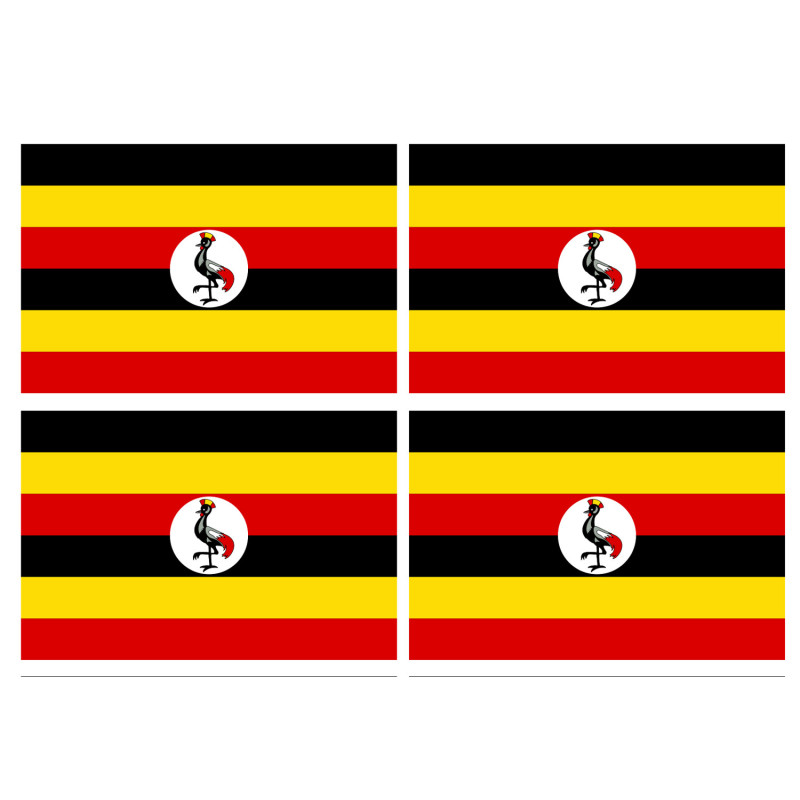 Drapeau Ouganda (4 fois 9.5x6.3cm) - Sticker/autocollant
