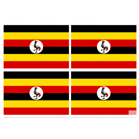 Drapeau Ouganda (4 fois 9.5x6.3cm) - Autocollant(sticker)