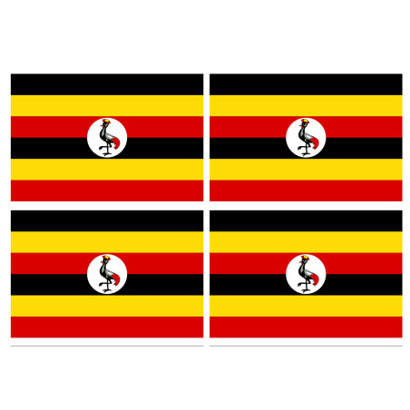 Drapeau Ouganda (4 fois 9.5x6.3cm) - Sticker/autocollant