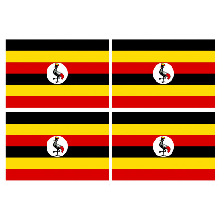 Drapeau Ouganda (4 fois 9.5x6.3cm) - Autocollant(sticker)