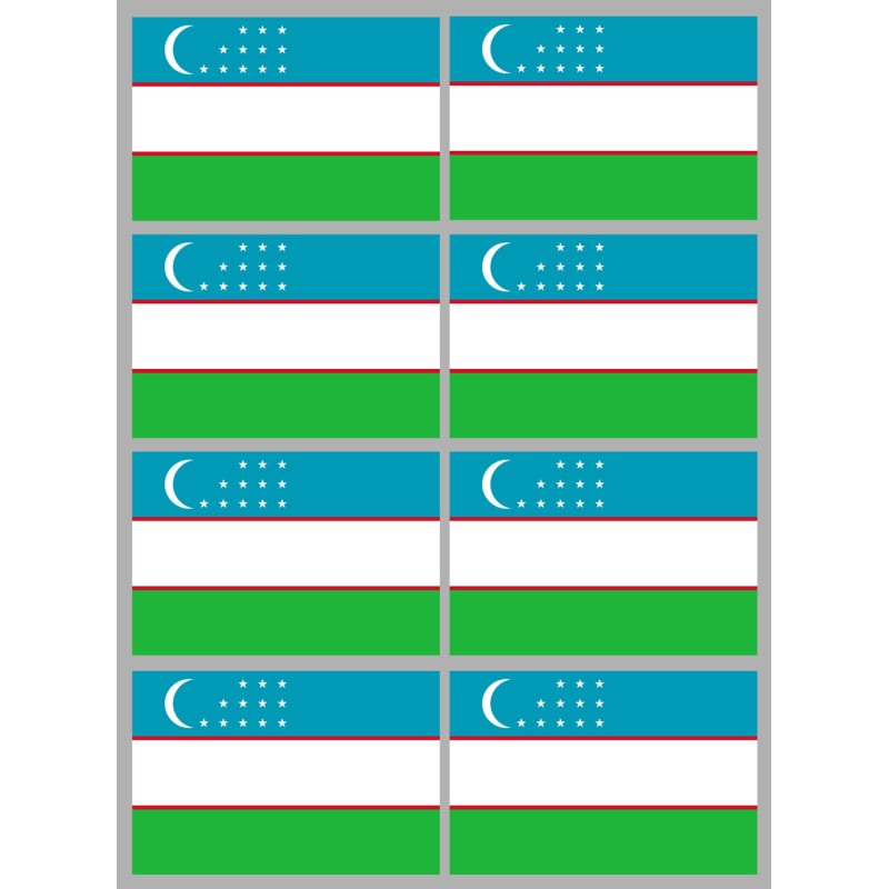 Drapeau Ouzbékistan (8 fois 9.5x6.3cm) - Sticker/autocollant
