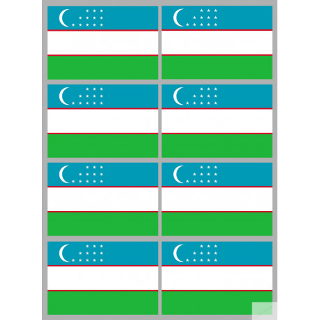 Drapeau Ouzbékistan (8 fois 9.5x6.3cm) - Autocollant(sticker)