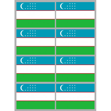 Drapeau Ouzbékistan (8 fois 9.5x6.3cm) - Autocollant(sticker)