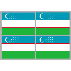 Drapeau Ouzbékistan (4 fois 9.5x6.3cm) - Sticker/autocollant