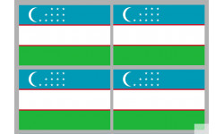 Drapeau Ouzbékistan (4 fois 9.5x6.3cm) - Autocollant(sticker)