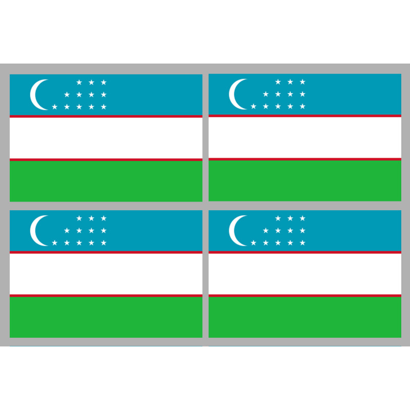 Drapeau Ouzbékistan (4 fois 9.5x6.3cm) - Sticker/autocollant
