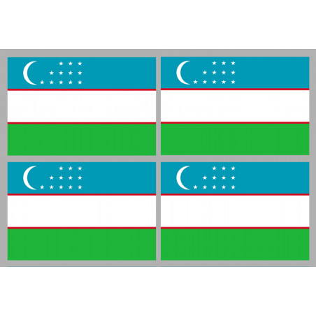 Drapeau Ouzbékistan (4 fois 9.5x6.3cm) - Autocollant(sticker)