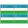 Drapeau Ouzbékistan (4 fois 9.5x6.3cm) - Autocollant(sticker)