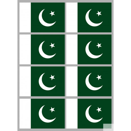 Drapeau Pakistan (8 fois 9.5x6.3cm) - Autocollant(sticker)