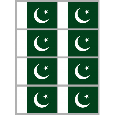 Drapeau Pakistan (8 fois 9.5x6.3cm) - Autocollant(sticker)