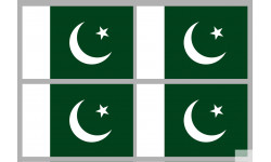 Drapeau Pakistan (4 fois 9.5x6.3cm) - Autocollant(sticker)