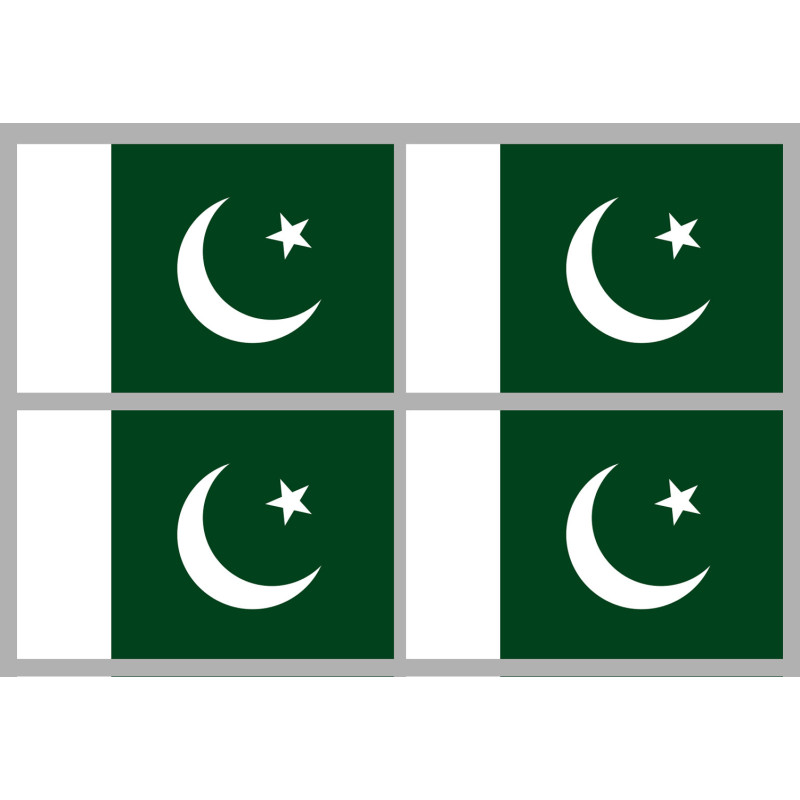 Drapeau Pakistan (4 fois 9.5x6.3cm) - Sticker/autocollant