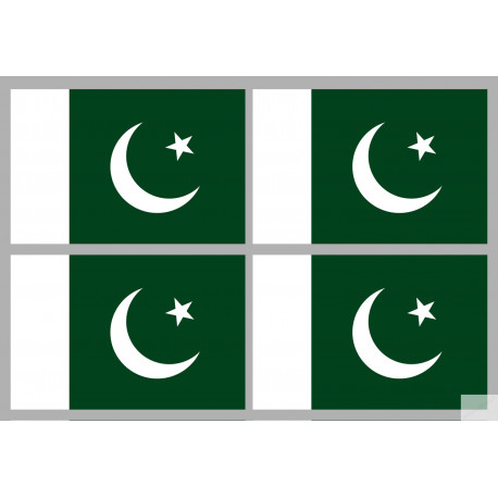 Drapeau Pakistan (4 fois 9.5x6.3cm) - Autocollant(sticker)