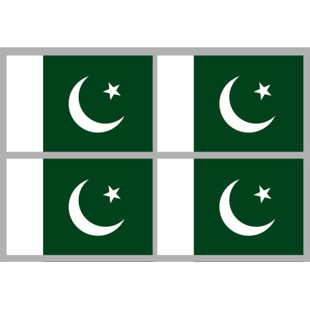 Drapeau Pakistan (4 fois 9.5x6.3cm) - Sticker/autocollant