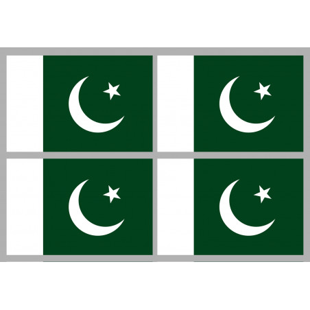 Drapeau Pakistan (4 fois 9.5x6.3cm) - Autocollant(sticker)