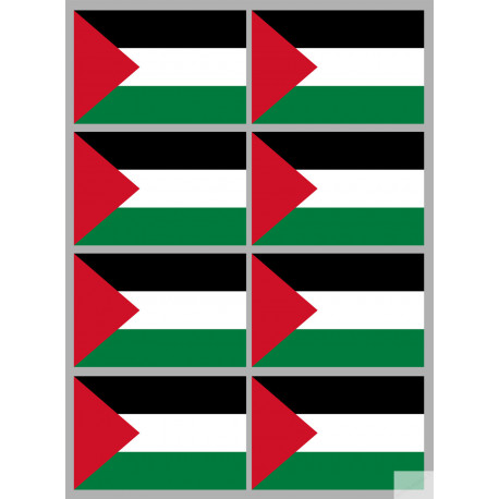 Drapeau Palestine (8 fois 9.5x6.3cm) - Autocollant(sticker)