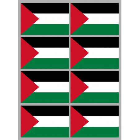 Drapeau Palestine (8 fois 9.5x6.3cm) - Autocollant(sticker)