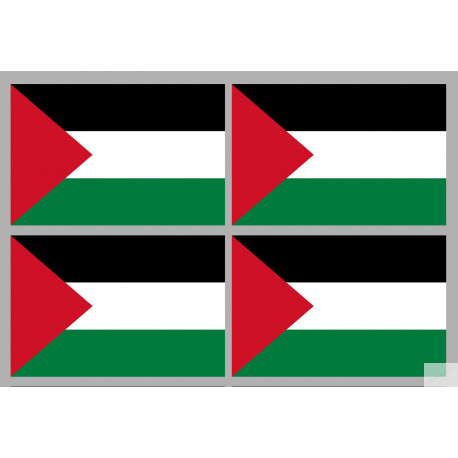 Drapeau Palestine (4 fois 9.5x6.3cm) - Autocollant(sticker)