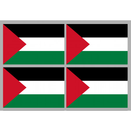 Drapeau Palestine (4 fois 9.5x6.3cm) - Autocollant(sticker)