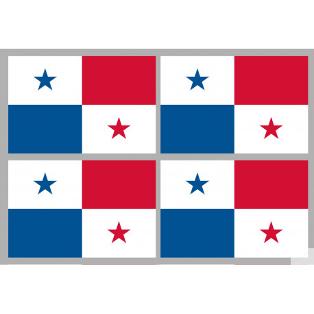 Drapeau Panama (4 fois 9.5x6.3cm) - Autocollant(sticker)